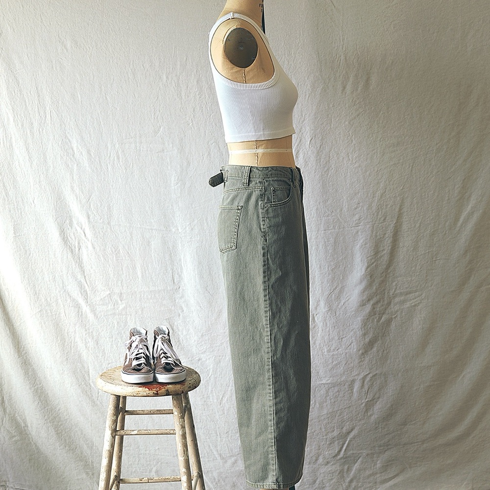 RSQ Green Wide Leg Pants High Waisted Flowy - Picture 3 of 6